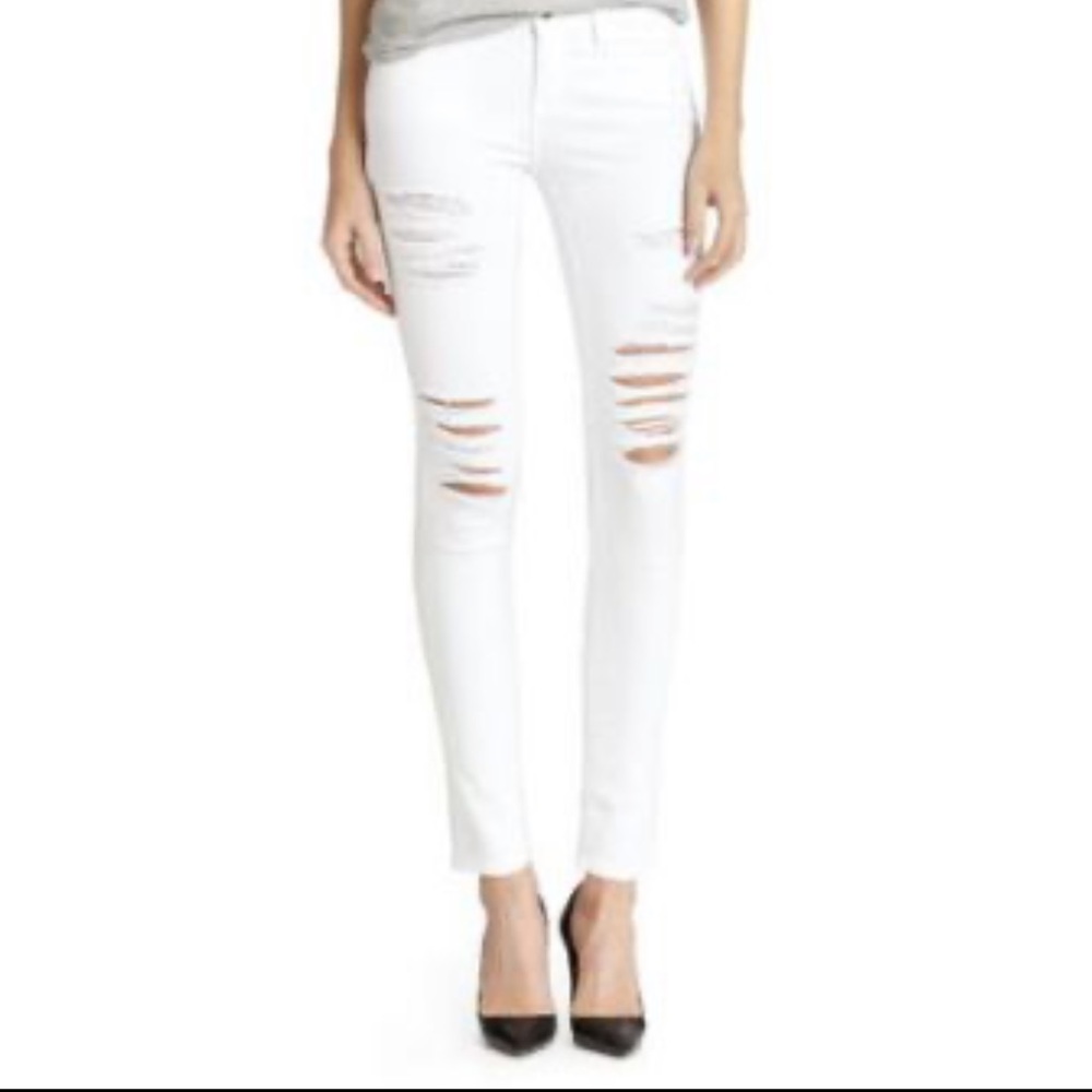 Frame Denim White Distressed Skinny Jeans